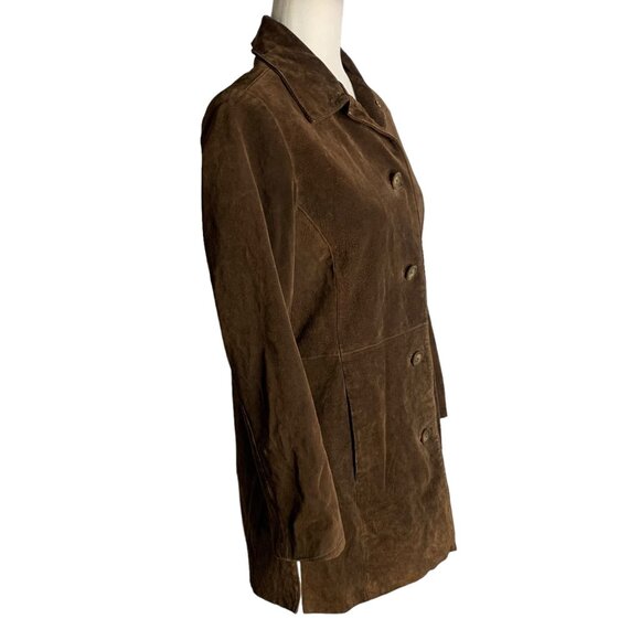 Vintage 90s Cherokee Leather Jacket S Brown Button Front Pockets Lined Collar - Picture 5 of 6